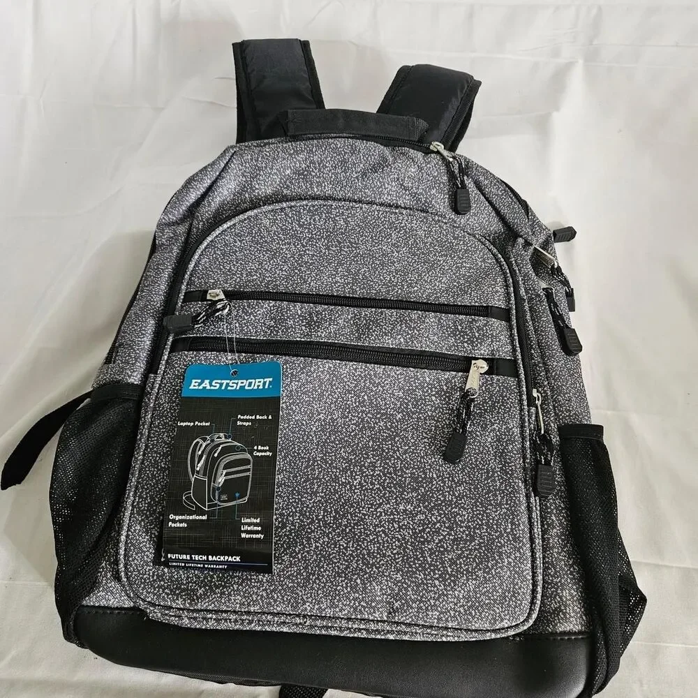 Eastsport gray speckled backpack with black accents